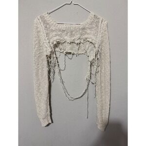 Y2K Distressed Cropped Sweater Women's Medium Charlotte Russe Grunge